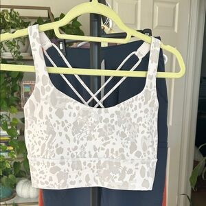 lululemon athletica White and Light Taupe Animal Print Strappy Sports Bra